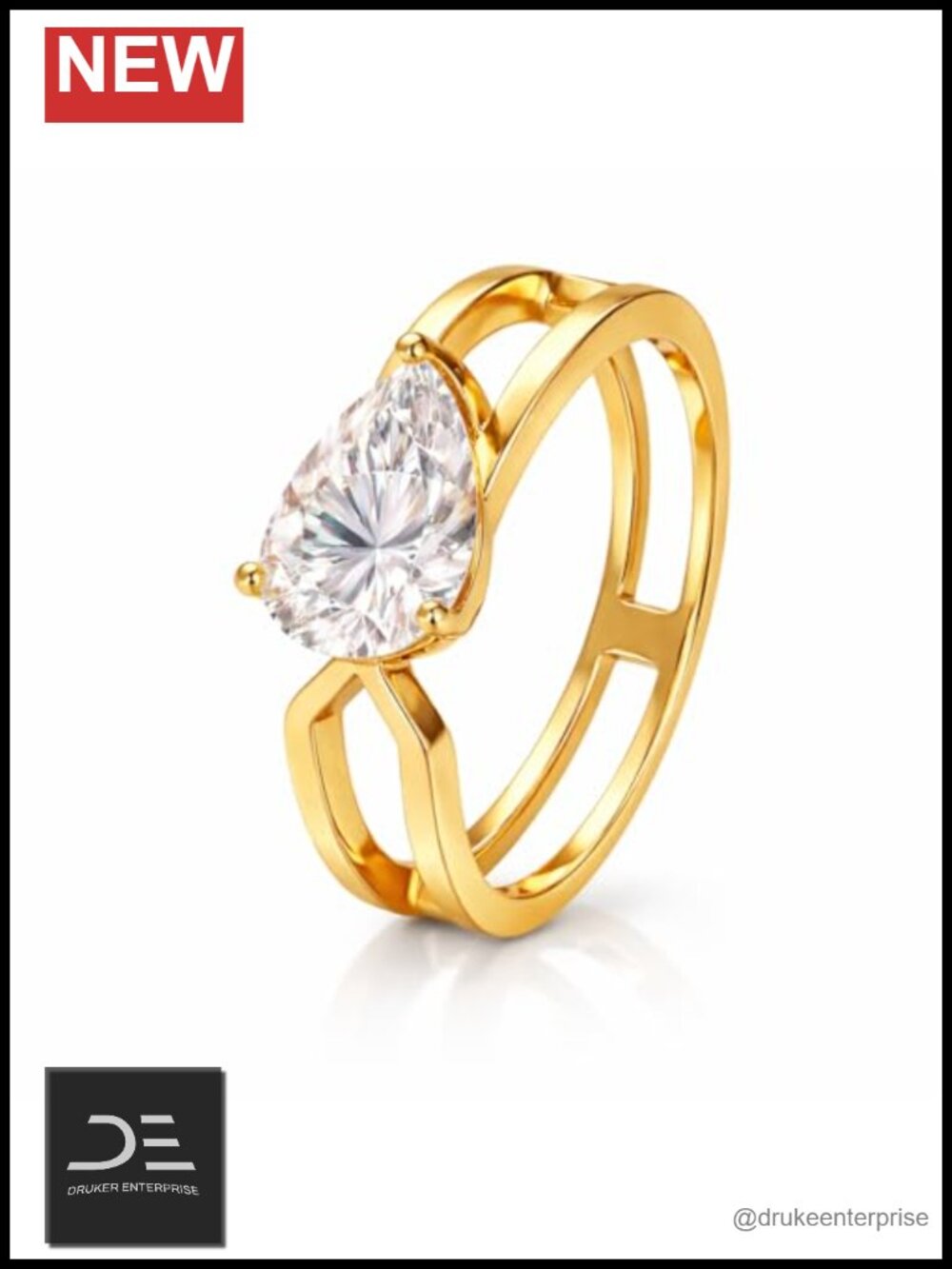 1.5ct Pear Cut Moissanite Ring Women's Cocktail Statement Ring 18K White Gold